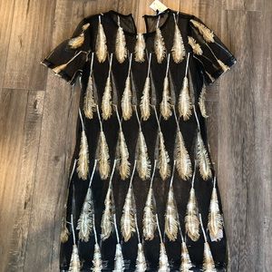 Fashion Nova Gold Feather Cover Up